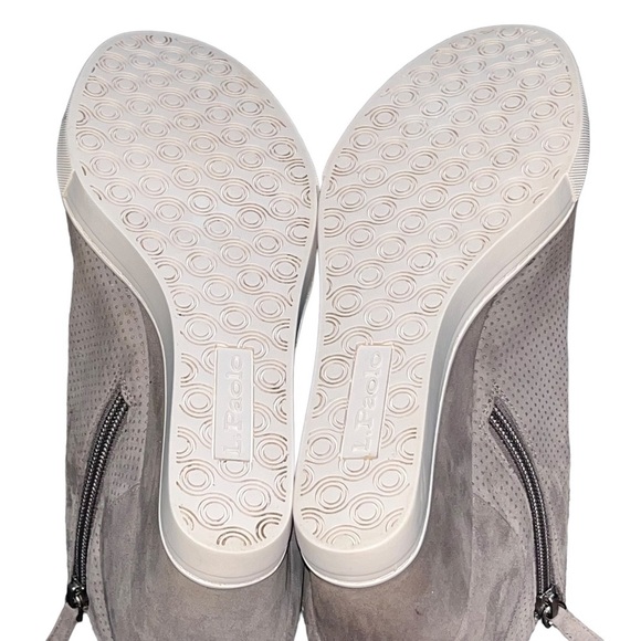 Linea Paolo Felicia Gray Perforated Suede Wedge Sneaker Booties - Picture 10 of 10